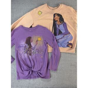 Disney Wish Girls Shirt Sweatshirt Lot of 2 Asha Star Girls Size M / L